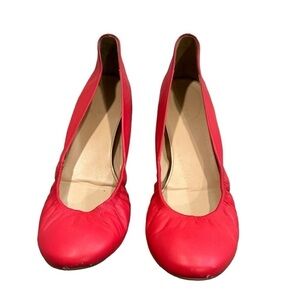 J. Crew Ballet Flats Leather Coral Pink Size 9 1/2 9.5